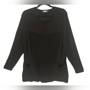 Sympli Women's Tunic Sweater & Jersey Fabric Pockets Boxy Black Size 14